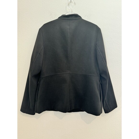 Old Navy Women's Black Faux Wool PeaCoat Collared Long Sleeve Button Front Large - Picture 2 of 11